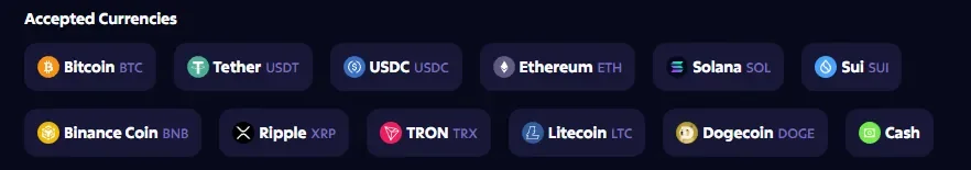 Crypto logos Bitcoin Ethereum Litecoin USDT payment icons